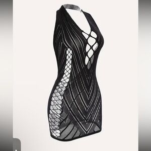 Fishnet Body Hugging Lingerie Dress - Black - One Size - NWT